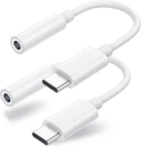 Easter Gift 2 Pack USB C to 3.5mm Headphone Jack Adapter, USB C to Aux Audio Dongle Cable Cord Compatible with iPhone 16/15 Pro/15 Pro Max, iPad Pro, MacBook, Samsung S24/S23/S22/S21, Pixel Device Plug