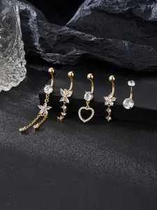 Women's Elegant Rhinestone Decorated Belly Rings, Belly Button Jewelry, Body Jewelry, Fashion Jewelry for Party, Daily Clothing Decor, Trendy All-match & Exquisite Jewelry for Birthday Gift, Navel Piercing Jewelry