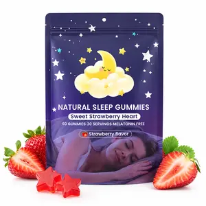 Natural Sleep Gummies - 30 Servings -Sweet Strawberry Stars (Melatonin Free)