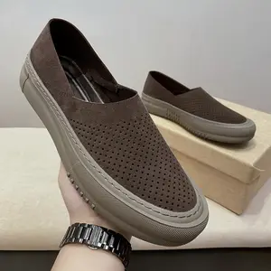 Popular slip-on shoes thin ultra-soft breathable slip-on work shoes thick sole vintage hole men's shoes trendy