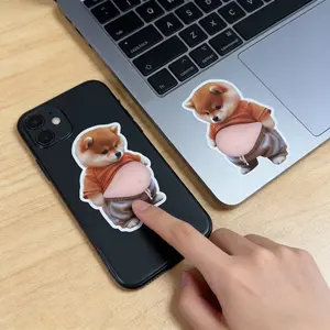 2pc Squishy Shiba Inu Sticker, Funny Chubby Belly Stress Relief Fidget Decal, Silicone Anti-Collision Car Door Protector, Cute Decorative Decals