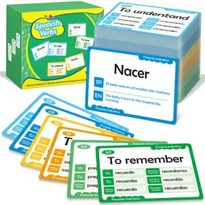 280 Spanish Vocabulary Flashcards,Learn Spanish for Adults and Kids Beginners,Spanish Verbs Conjugation&Phrases&Sight Words for Everyday Conversation,Bilingual Language Learning Flash Cards