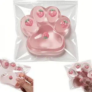 Oversize Taba Strawberry Cat Paw, Safe TPR Material, Fufu Squishy, Squish Jelly, Sensory Stress Relief Fidget Toys for Office Leisure, Cat Toys, School Supplies, New Year, Birthday, Party Gift, Valentine'S Day Gifts, Ramadan Gifts