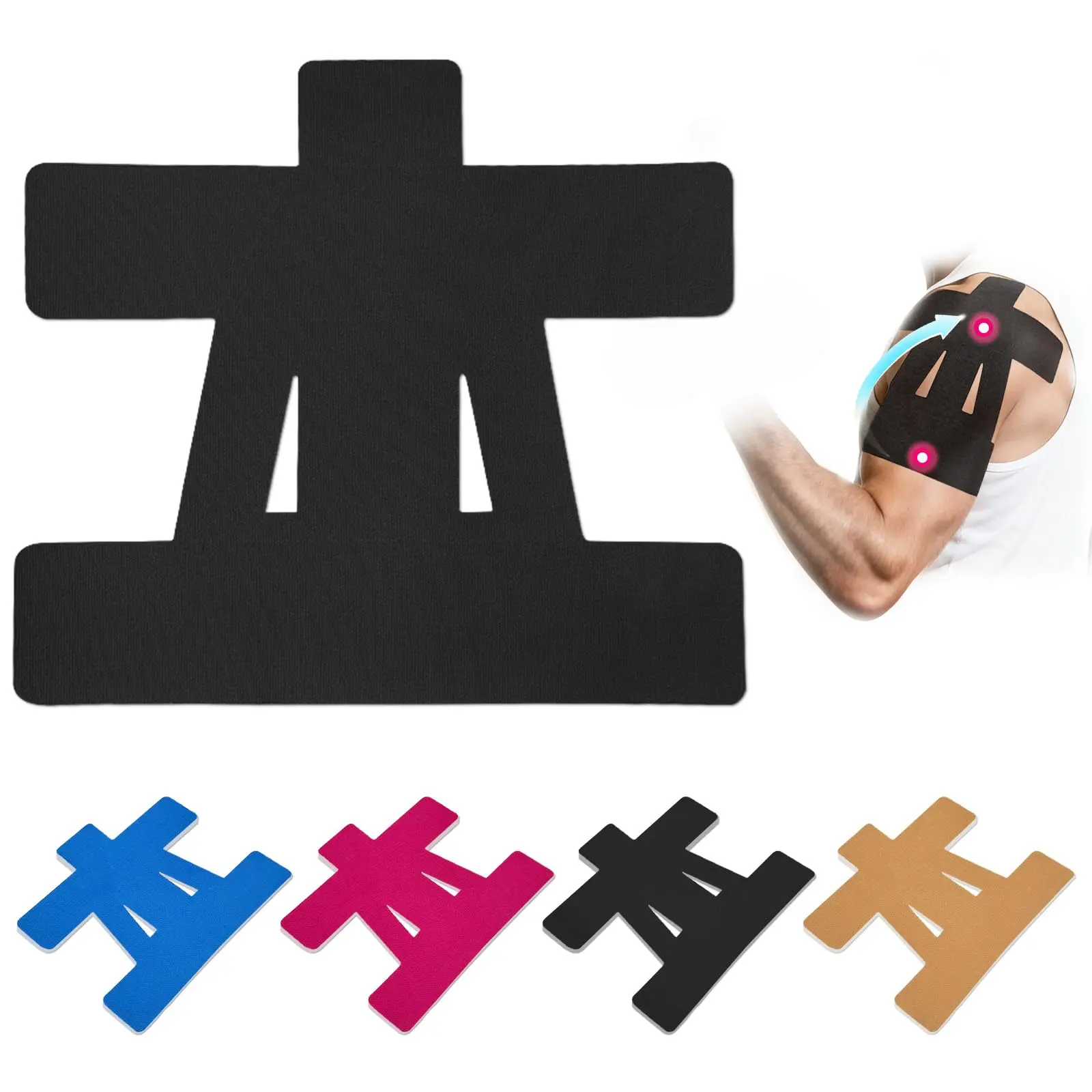 Unisex 10-Pc Pre-Cut Nylon Cotton Kinesiology Athletic Tape, Waterproof Breathable Adjustable Sports Tape for Shoulder Pain Relief, Muscle Support & Baseball Use