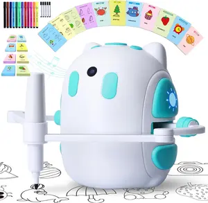 Drawing Robot for Kids 150 Educational Cards Smart Drawing Robot Voice Interactive Partner Montessori Painting Toy for Boys & Girls Ages 3-8 Perfect for Birthdays Christmas and Learning Fun