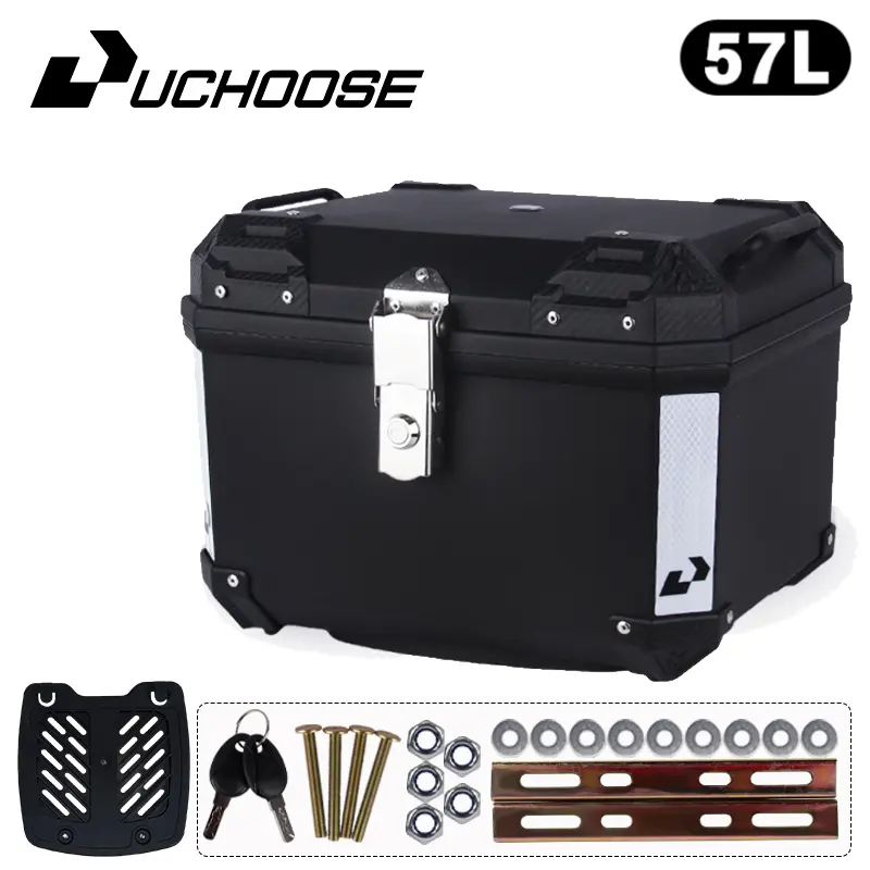 Motorcycle Lockable Top Box with Thick Shell, Buckle, Waterproof, Anti-Theft, Large-Capacity, Topbox Backrest - Fits Motorbikes & E-Bikes, Scooter Accessory