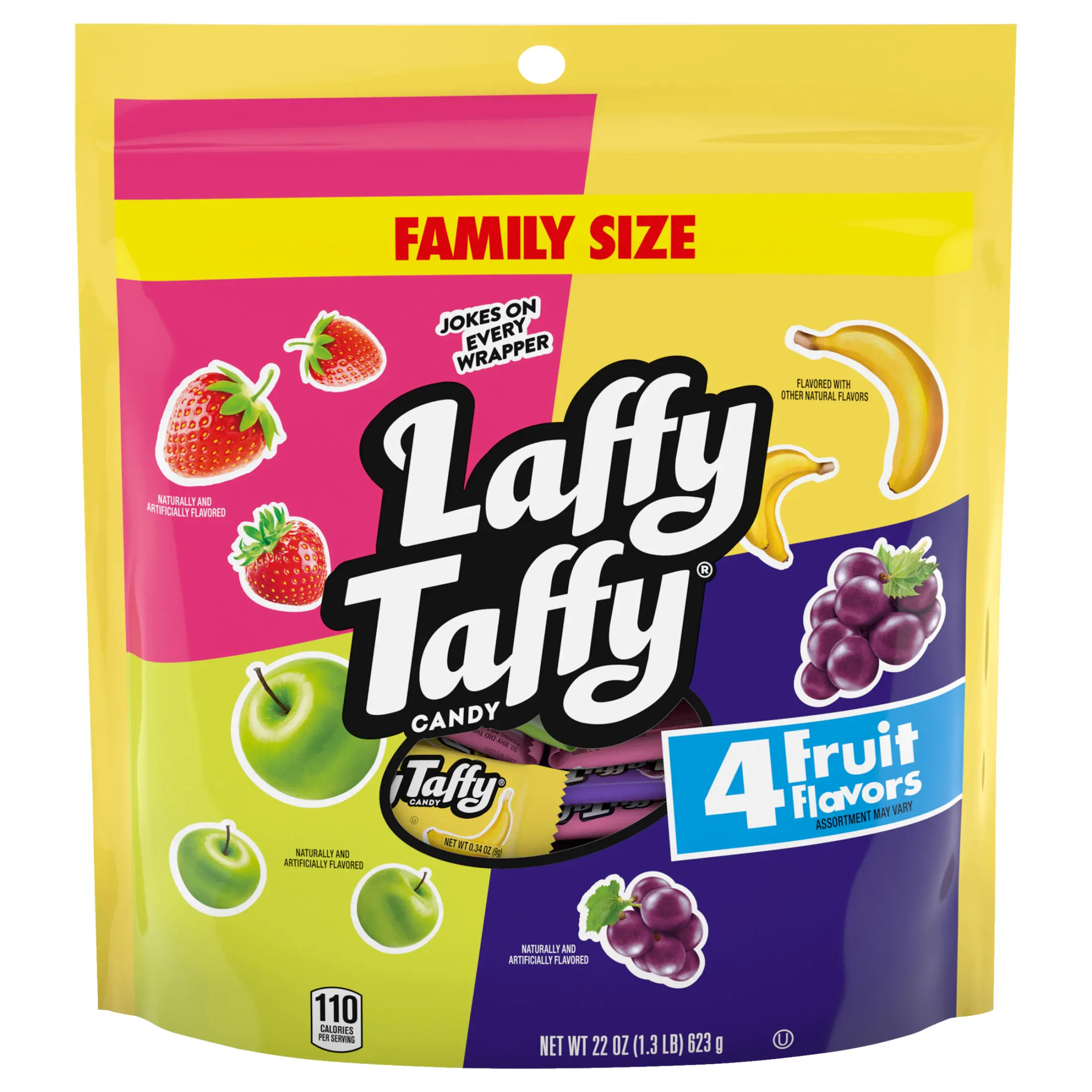 Laffy Taffy Assorted, Mini Bars, Chewy Candy in a Variety of Fruity Flavors, 22 oz Bag