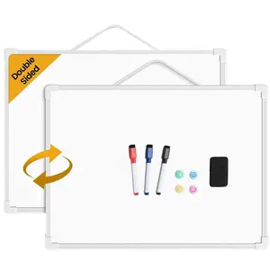 Small Dry Erase Board for Wall, 15.7" x 11.8" Double-sided Hanging Whiteboard, Writing Board, Dry Erase White Board with 3 Markers, 4 Magnets, Portable Whiteboard for Home, Office, School