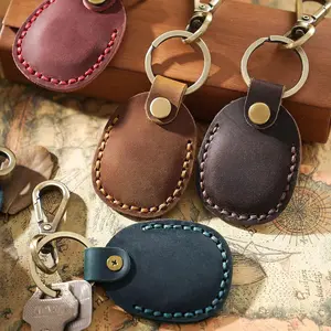 Leather Airtag Storage Bag, Compatible with Apple Airtag Gen 2 and Gen 1, Handmade Leather Keychain with Key Ring, Hidden Airtag Organizer Accessory, AirTag Holder