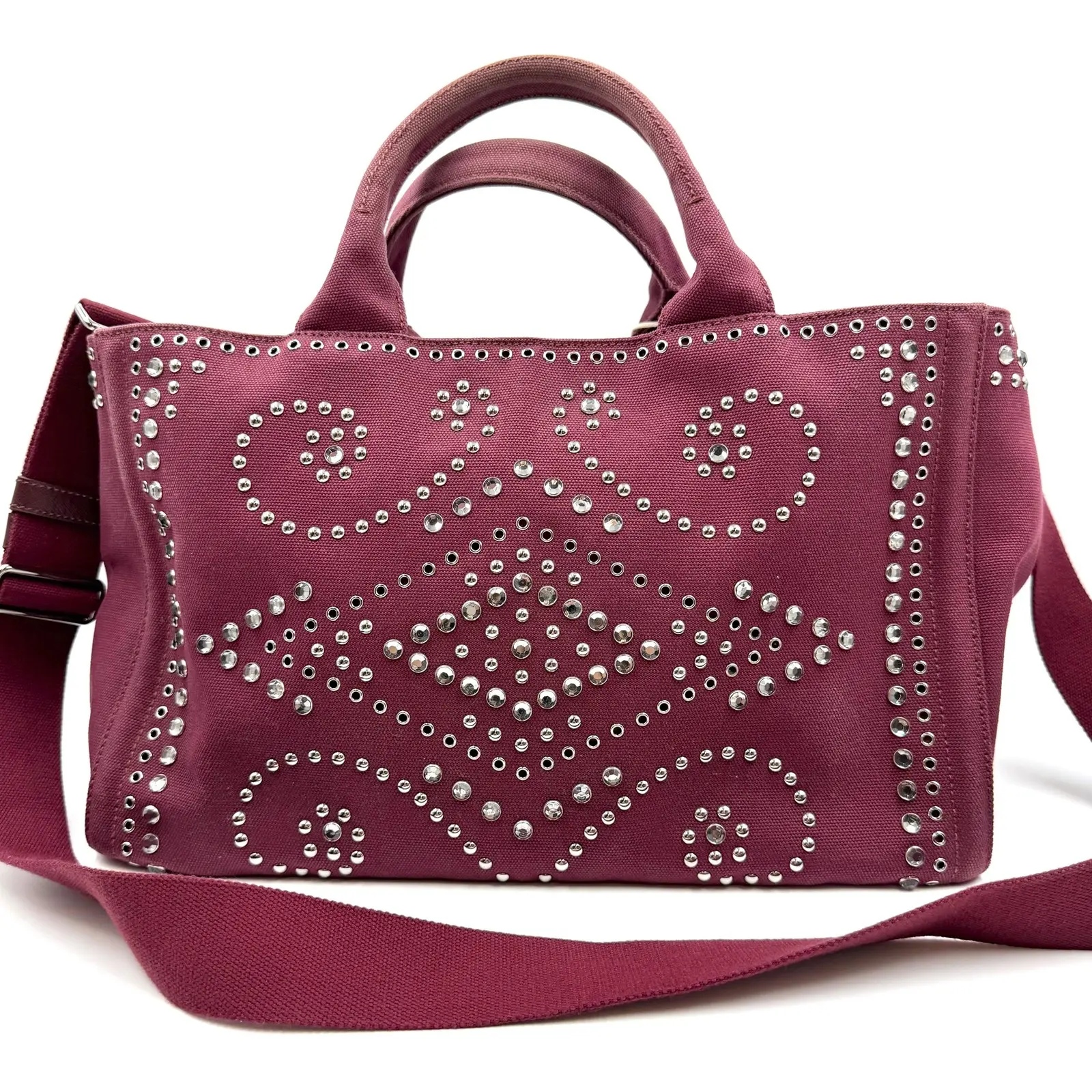 Pre-owned PRADA As Shown tote bags 5929 Canapa Bijoux Studded Tote Bag26.07.02