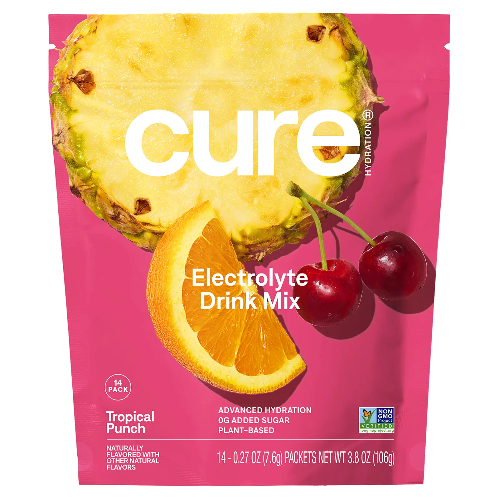 Cure Hydration Electrolyte Drink Mix, Tropical Punch, 14 Packets, 0.27 oz (7.6 g) Each | HSA/FSA Eligible