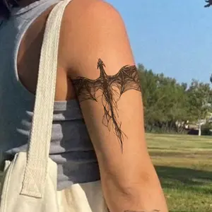 Sketch Dragon Herbal Juice Tattoo Sticker, Waterproof Natural Safe Non-Toxic Long-Lasting, Arm Leg Wearable, Perfect for Photoshoots