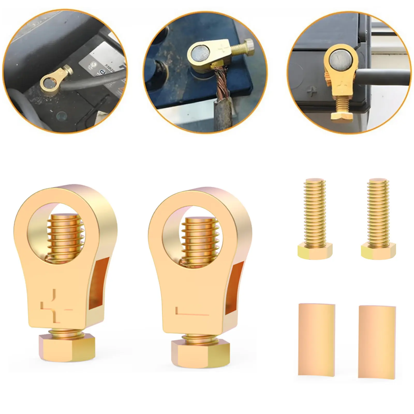 Cable Clamp Battery Clip Car Battery Positive Negative Pure Copper Terminal Wire 1 Pair