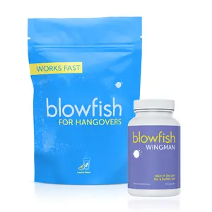 Blowfish Night & Day System - Wingman 30 Capsules & Blowfish 20 Doses for Morning Relief & Nighttime Support - Dynamic Duo for Hangover Recovery & Hydration - Works Fast - Vitamin