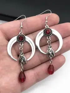 Gothic Style Moon & Bat Design Dangle Earrings, Vintage Personality Female Party Creative Earrings, Fashion Jewelry for Party, Daily Decor, High Quality Earrings