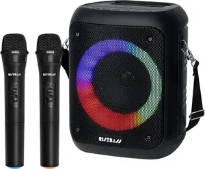 Karaoke Machine - Bluetooth Speaker - Portable with 2 Wireless Microphones