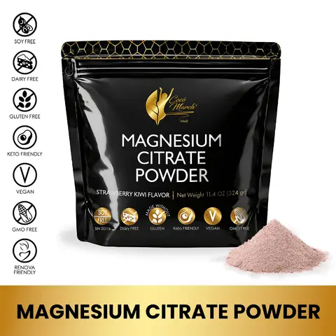 Cocó March N.M.D Magnesium Citrate Powder – Strawberry Kiwi Flavor – Mineral Dietary Supplement – 45 Servings per Bag