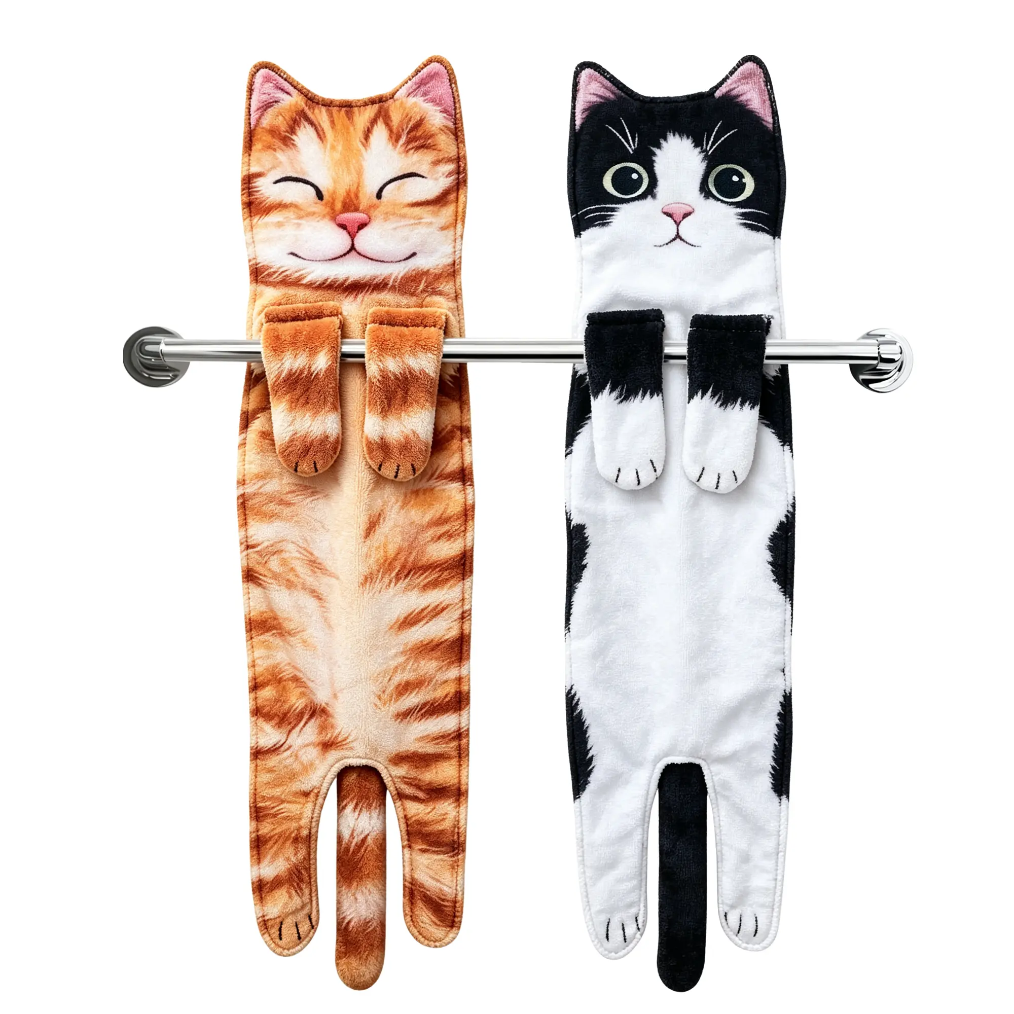Hand Towel for Kitchen,Bathroom,Cute Cat,MicrofiberTowels - Soft, Quick Dry, Anti-Bacterial, Hangable Animals-Themed Bathroom Towels,Gift for Cat Lovers