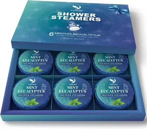 Shower Steamers Aromatherapy, 6 Pack Shower Bombs Organic with Menthol & Eucalyptus Essential Oils, Christmas Stocking Stuffers for Her Him, Self Care Gifts for Mom Wife - Calm & Relaxation