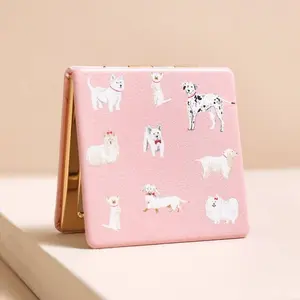 Lisa Angel Pink Dog Print Compact Mirror
