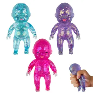 Squishy Babies Glitter Big Dancing Cute Soft Moldable Slow Rising Relaxing Sensory Fidget Toy Stress Anxiety Relief Fun Desk Accessory for Adults Kids Easter Basket Stuffers Christmas Stocking Stuffers Birthday Gifts