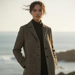 Carmel Chevron Herringbone Coat