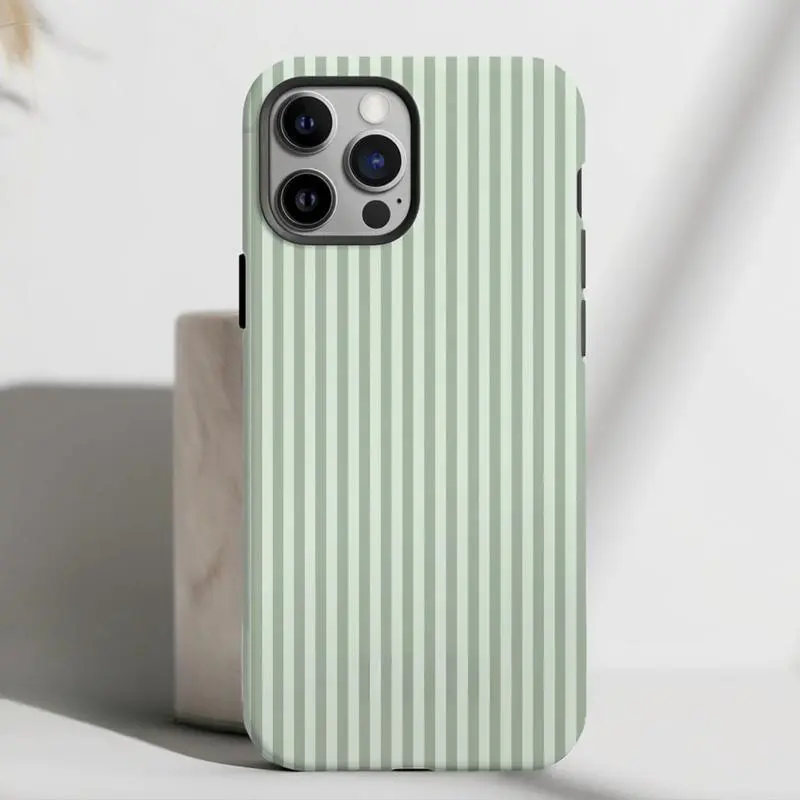 Personalized Sage Green Phone Case Custom Monogram Phone Case Aesthetic Striped Phonecase Summer Coastal Phone Case Preppy Phonecase Beachy Cover for IPhone17 16 15 14 13 12 11 Plus Pro Promax Case for IPhone Tough Phone Case