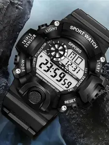 New Fashion Simple Adult Watch, Men Outdoor Electronic Digital Watches, Large Dial Multifunctional Alarm Sports Digital Wristwatch, Trendy Multifunctional Watch