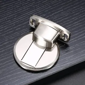 Magnetic Door Stopper Heavy Duty, Stainless Steel Floor Mounted Door Stop with Strong Magnet, No Drill Adhesive or Screw Installation, Wall Protector, 1 Pack
