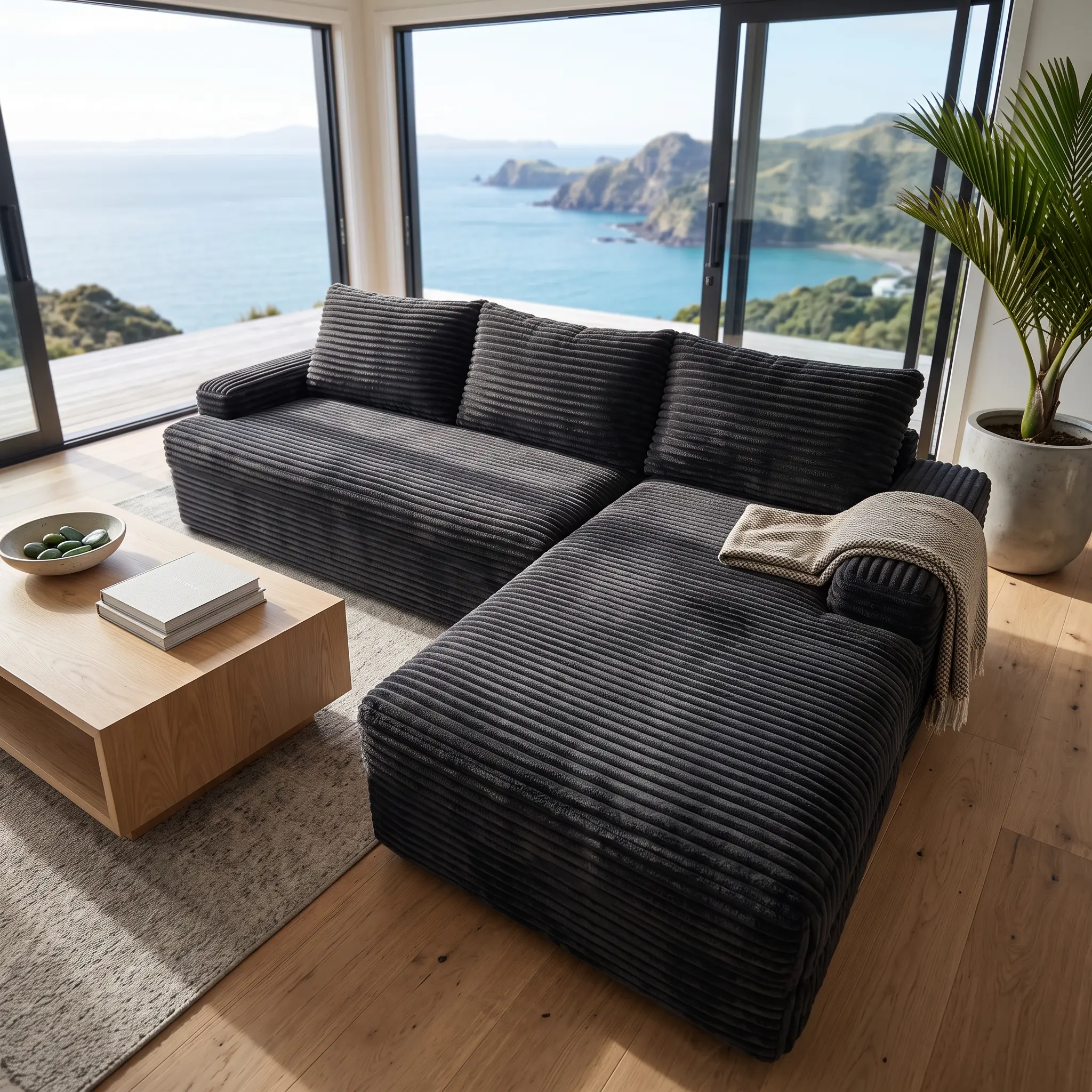 Modern L-Shaped Chenille 2-Piece Sofa Set - Adult Compact-Size Cloud Couch with Fixed Arms, Fully Assembled Chaise Longue, Side-Lying Position for Living Room Use, 2-Piece Set,dorm essentials,home decor