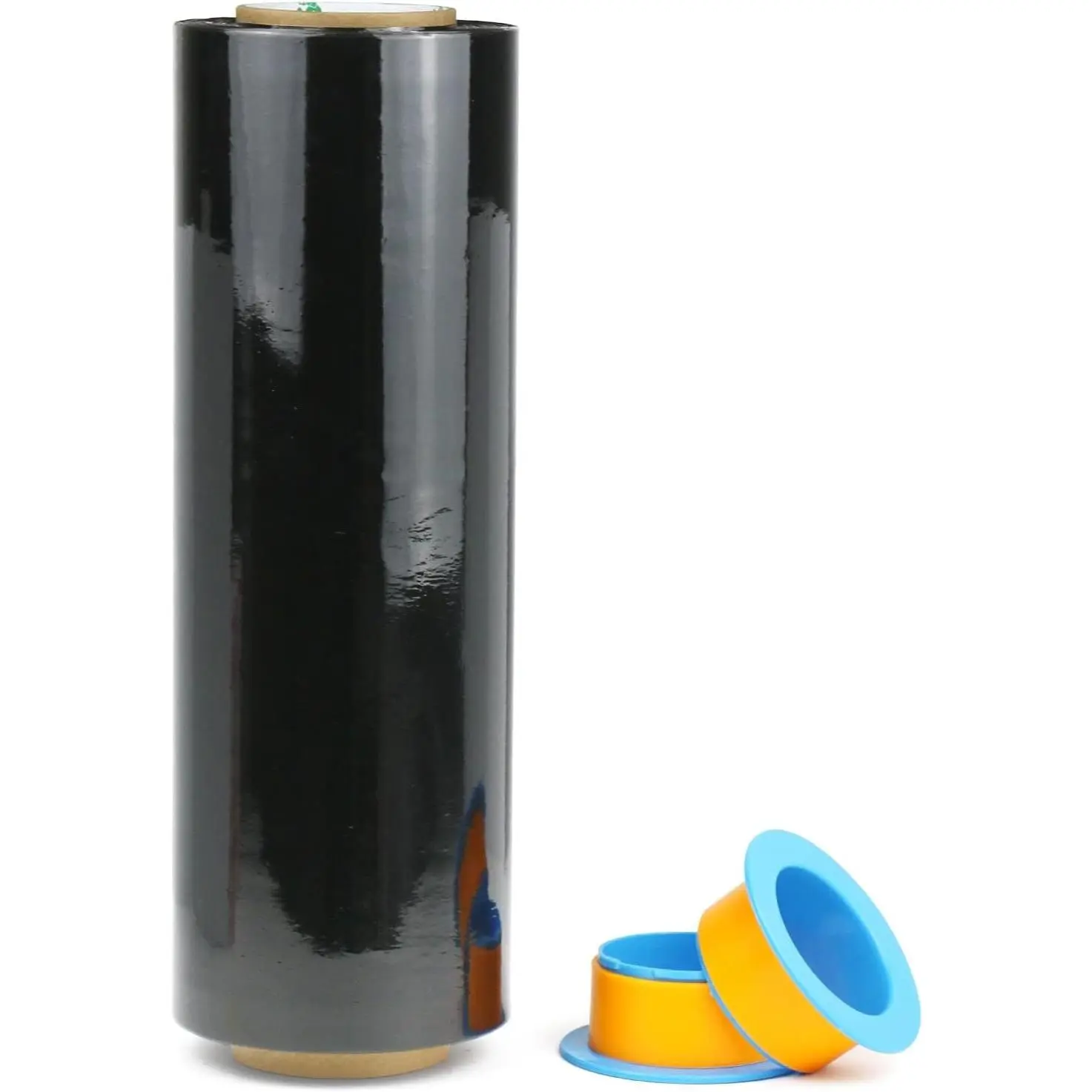 1 Roll 1500ft Industrial Black Stretch Wrap 70 Gauge 15inch with 3inch Handles, Shrink Wrap Roll for Pallet Wrap, Durable Self-Adhering ing, Moving, Heavy Duty