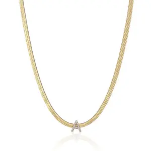 Ettika Initial Herringbone Necklace - 18K Gold Plated | Jewelry for Women | Necklace Extender & Fashion Accessory