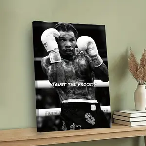 1 framed boxing champion wall art - portrait of male and female boxers, printed on square canvas with hanging frame, suitable for home gyms, offices, and entertainment rooms - an ideal gift for boxing enthusiasts and champions (includes winning records)