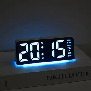 Multi-Function Digital Alarm Clock, Multifunctional Alarm Clock, Adjustable Brightness LED Display with Date & Time, USB Powered Modern Rectangular Clock, Stylish Home Decor & Ideal Holiday Gift for Bedroom Desk, Digital Clocks for Bedrooms