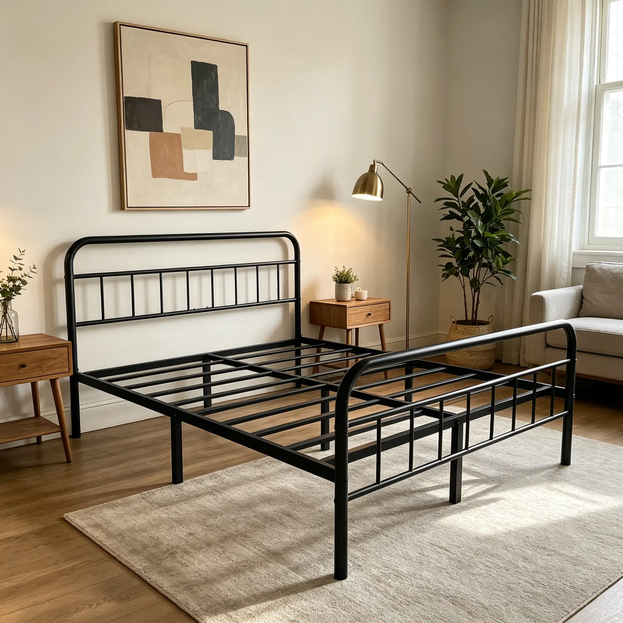 Edenza-14inch-Bed with a headboard-Metal Platform Bed No Box Spring Needed Noise Free Elegant Modern Design King Size for Modern Bedrooms
