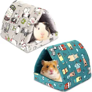 2-piece Guinea Pig Hiding Bed -7.87x7.87in, Washable Plush Animal House, Suitable for Hamsters, Totoro, Hedgehogs, Ferrets, Maned Lizards, Comfortable Pet Nest, Rodent Hiding Place, Essential for Pet Owners