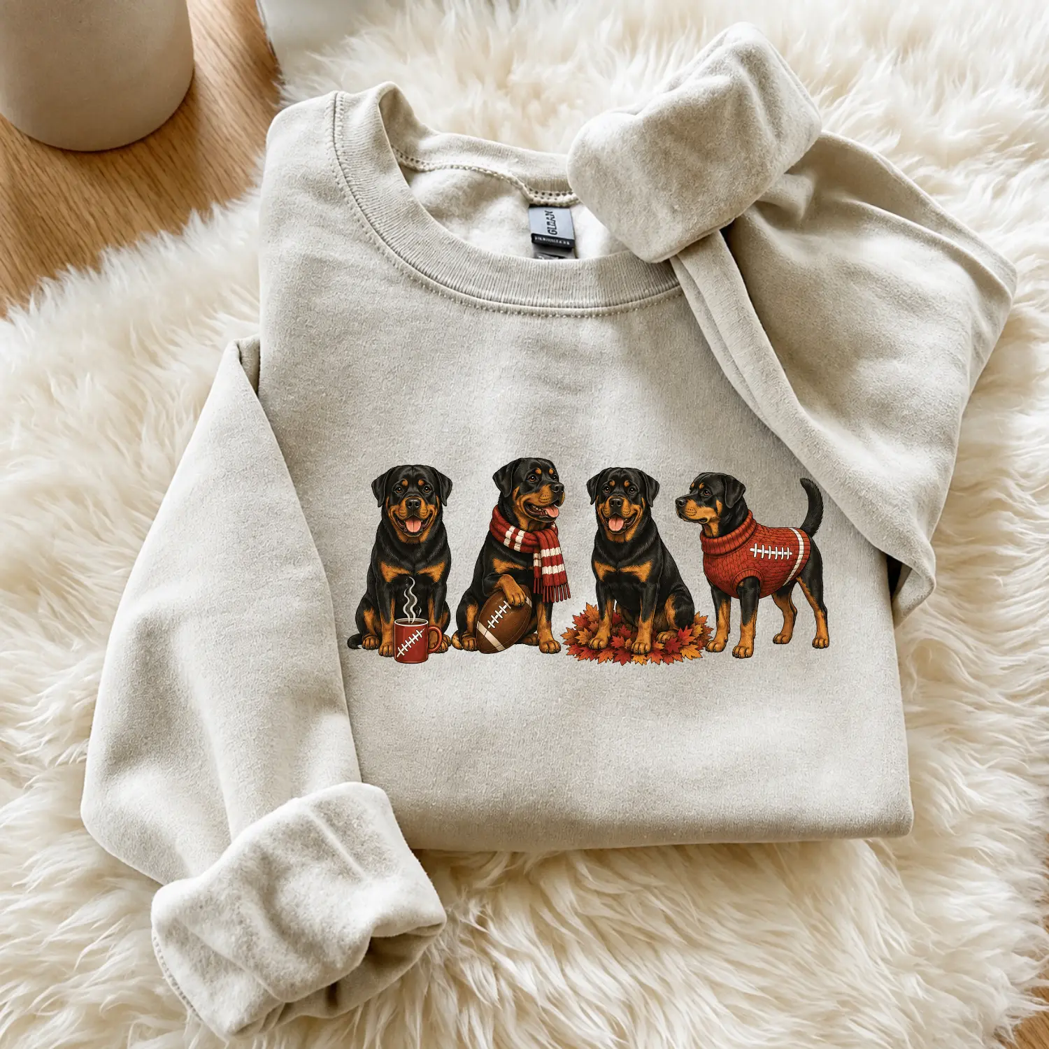 Rottweiler Football Sweatshirt, Cute Rottweiler Dog Crewneck, Fall Game Day Pullover, Football Dog Mom Gift, Cozy Autumn Sweatshirt