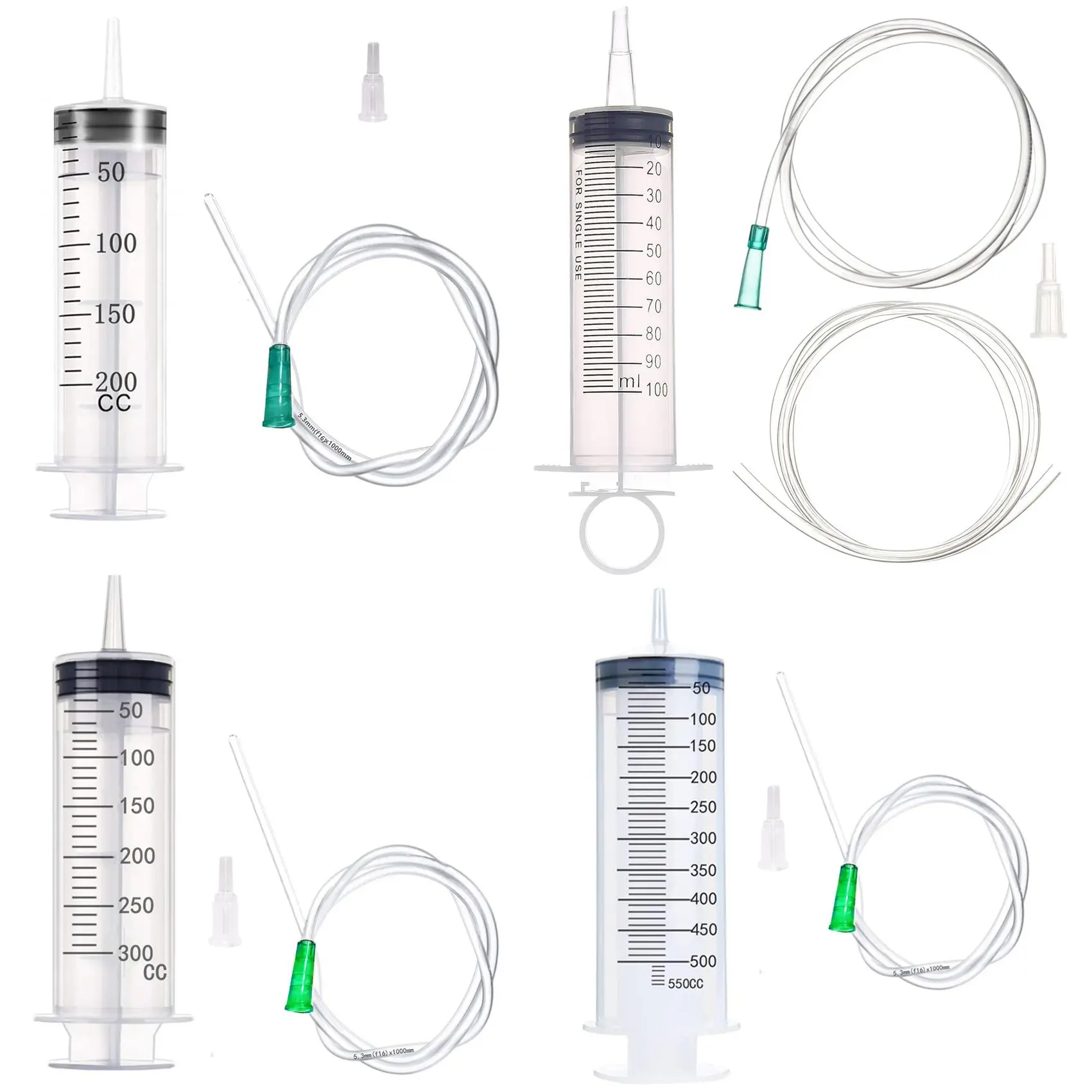 100/200/300/500ml Large Plastic Feeding Container Feeder with 3.28ft Handy Plastic Tubing and Luer Connections for Feeding Pets Scientific Labs, Measuring, Watering, Refilling, Filtration