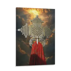 Mesikel Ethiopian Eritrean Orthodox Cross Poster, Religious Wall Art
