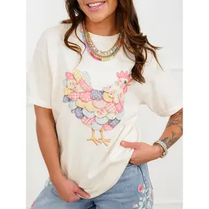 Plus/Reg Short Sleeve Quilted Chicken Graphic Tee
