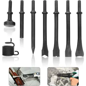 8 Piece Air Chisel Set Pneumatic Air Hammer Punch Chipping Bits Tool