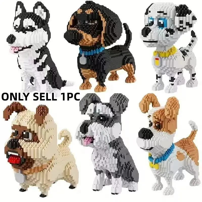 1700+pcs Pet Dog Building Blocks Building Sets Brick Set DIY Building Model Jack Russell Husky Sausage Dog Creative 3D Animal Models Stress Relief Gift for Adults
