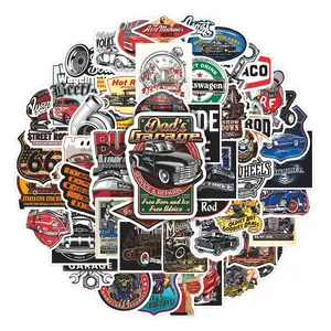 50pcs Vintage Garage Car Stickers Pack, Multipurpose Car Decal, Sticker For Cars, Waterproof Retro Hot Rod Classic Car & Garage Sign Decals for Laptop, Water Bottle, Toolbox & Scrapbook, Car Enthusiast Gift