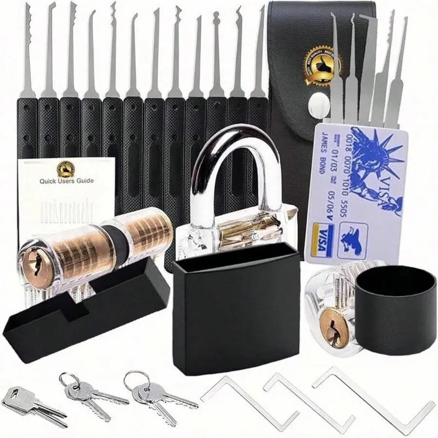 34 Piece Tool Set General Lock,Brass Padlock with Same Keys,Heavy Duty Lock Set with Keys,Weatherproof Padlock for Outdoor Use