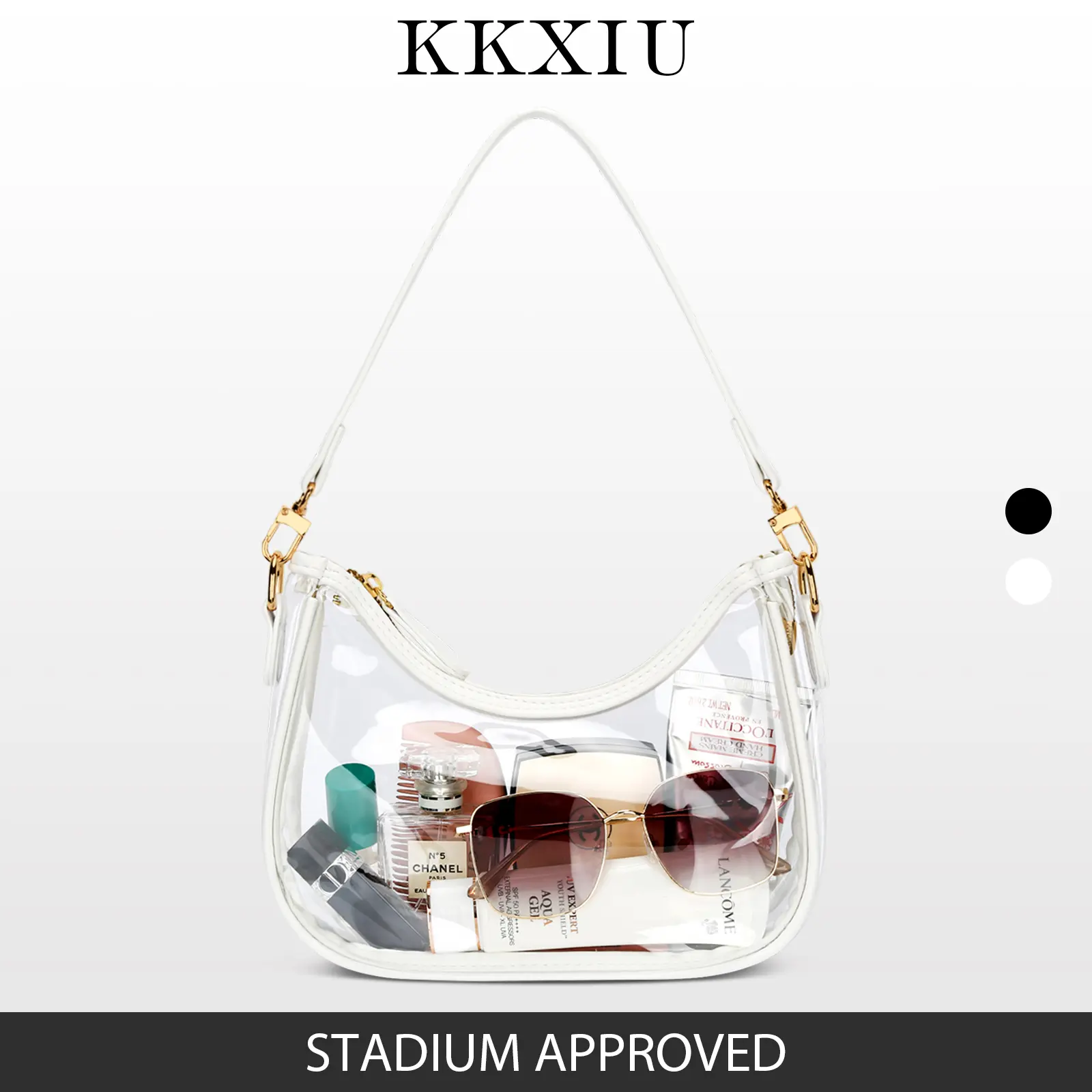 KKXIU Shoulder Bag for Women Cute Hobo Purses and  Underarm Purse Clear Crossbody Purses for Women Concerts Stadium Approved Work Beach