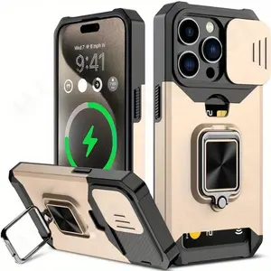 phone case Cover for iPhone 17, 16, 15, 14, 13 Pro Max Air models with sliding camera slot and ring holder