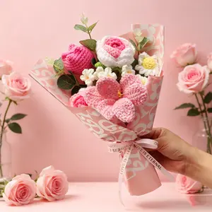 Artificial Flower Bouquet, Handmade Rose and Tulip Arrangement, Perfect Gift for Mother, Wife, Valentine's Day, Birthday, Anniversary