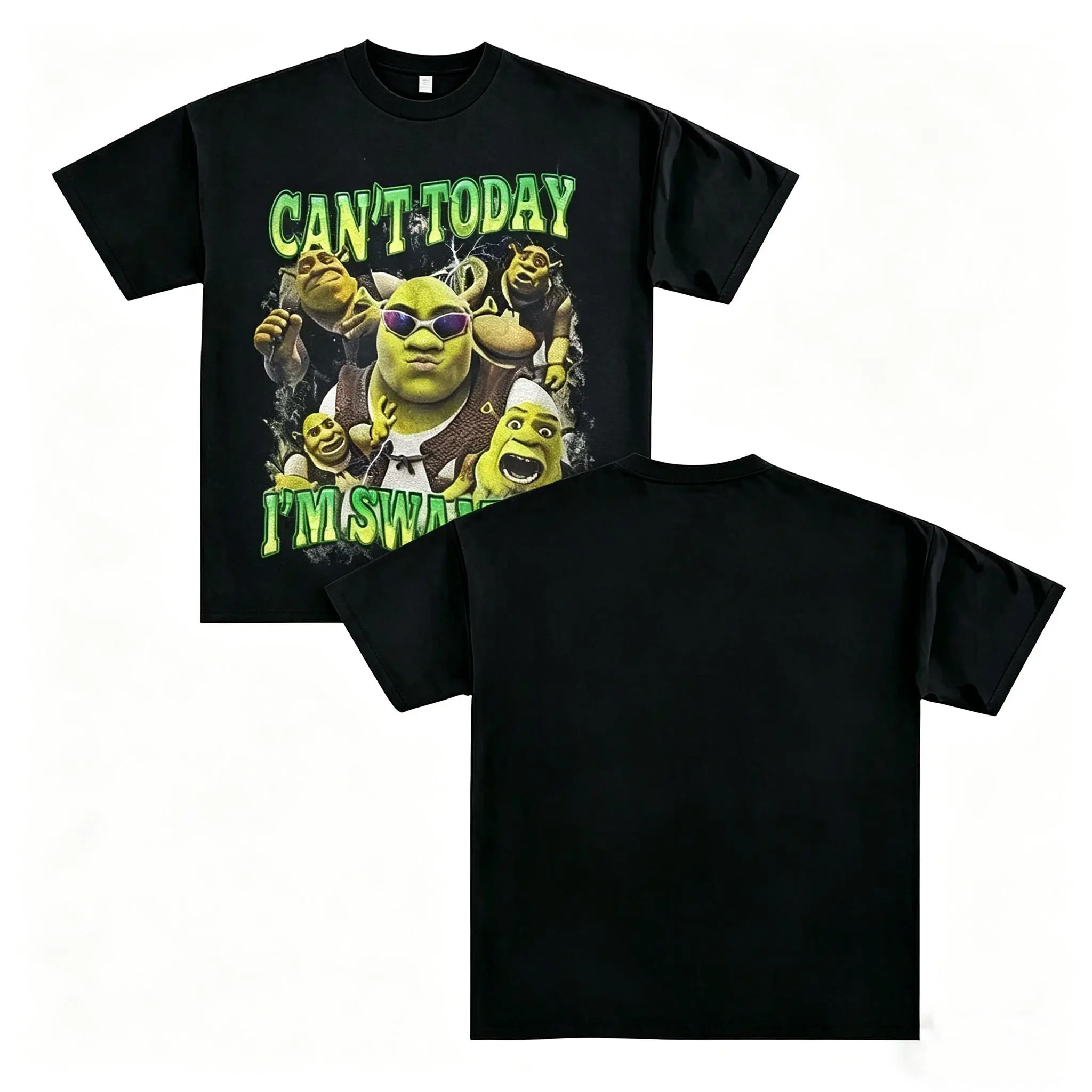 Funny Shrek "Too Busy Today" Retro T-Shirt, Humorous Image Casual T-Shirt, Suitable for Both Men and Women
