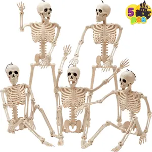 Set of 5 Fully Posable 16-Inch Halloween Skeletons with Jointed Bodies, Perfect for Graveyard Displays, Haunted House Decor, Ornaments Decoration