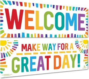 Sproutbrite 2 Educational Posters & Charts - 13.5" x 39" Welcome Banner & Teacher Posters - Bulletin Board and Wall Decor for Pre, Elementary and Middle School - Creates a Warm, Welcoming, and Inclusive Classroom Environment